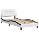 vidaXL Cadre de lit avec tête de lit blanc et noir 90x200cm similicuir