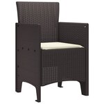 vidaXL Chaises de Jardin avec Coussins 4 Pièces Marron Poly Rattan