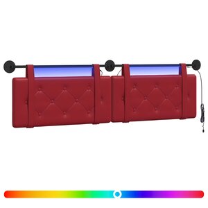vidaXL Tête de lit suspendue Avec lumière LED Bordeaux Simili cuir