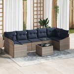 vidaXL Ensemble de canapé de jardin avec coussin 8 Pièces Gris et marine