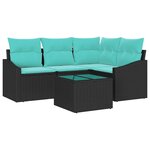 vidaXL Ensemble de Canapés avec coussin 5 Pièces Noir polyrotin