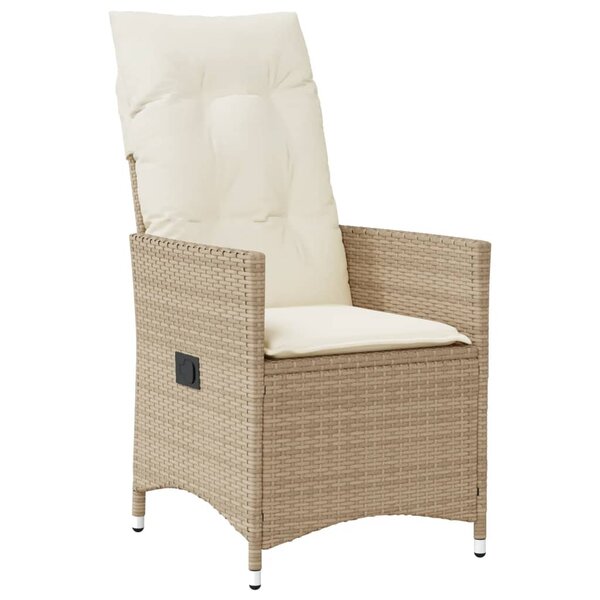 vidaXL Chaise inclinable de jardin avec coussins beige résine tressée