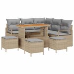 vidaXL Ensemble de canapé de jardin 9 Pièces Beige Poly rotin