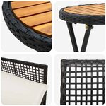 vidaXL Ensemble bistro de jardin 3 Pièces Noir Poly rotin