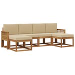 vidaXL Ensemble de canapés d'extérieur 6 pc Naturel et Beige Polyester