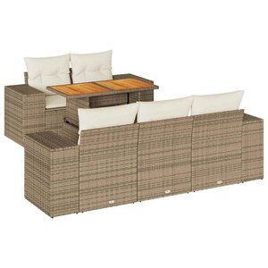 vidaXL Salon de jardin avec coussins 6 Pièces beige résine tressée