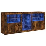 vidaXL Buffet avec lumières LED chêne fumé 162x37x67 cm