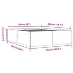 vidaXL Cadre de lit chêne fumé 160x200 cm bois d'ingénierie