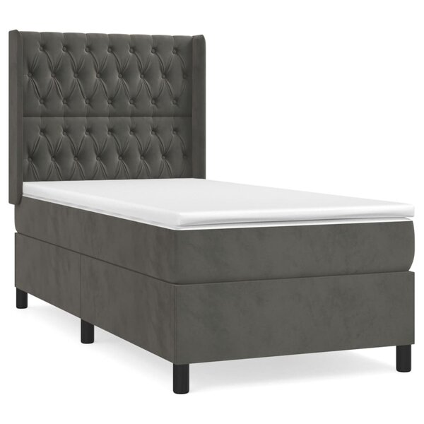 vidaXL Sommier à lattes de lit et matelas Gris foncé 90x190 cm Velours