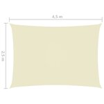 vidaXL Voile de parasol tissu oxford rectangulaire 2 5x4 5 m crème