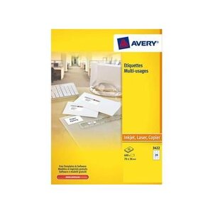 Boite de 2400 étiquettes blanches multi usages 70x35mm pour laser avery zweckform