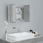 vidaXL Armoire de salle de bain à miroir LED Gris béton Acrylique