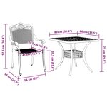 Set de Bistro de Jardin 3 Pièces en Fonte Aluminium Noir