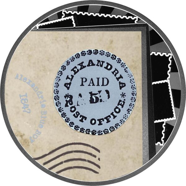 Pièce de monnaie en Argent 500 Francs g 17.50 Millésime 2025 World Most Expensive Stamps ALEXANDRIA BLUE BOY (PRÉCOMMANDE)