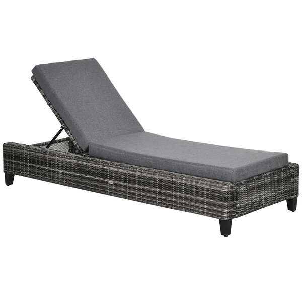 Bain de soleil transat grand confort matelas inclinaison réglable multipositions résine tressée grise