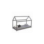 Lit cabane enfant en bois gris 90 x 200cm