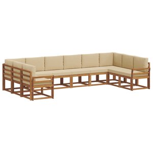 vidaXL Ensemble de canapés d'extérieur 10 pc Naturel et Beige
