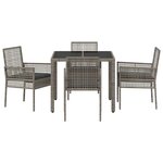 vidaXL Ensemble de salle à manger pour jardin 5 Pièces Gris Poly rotin