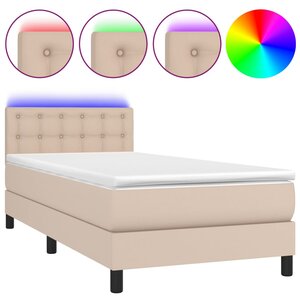 vidaXL Sommier à lattes de lit avec matelas et LED Cappuccino 90x200cm