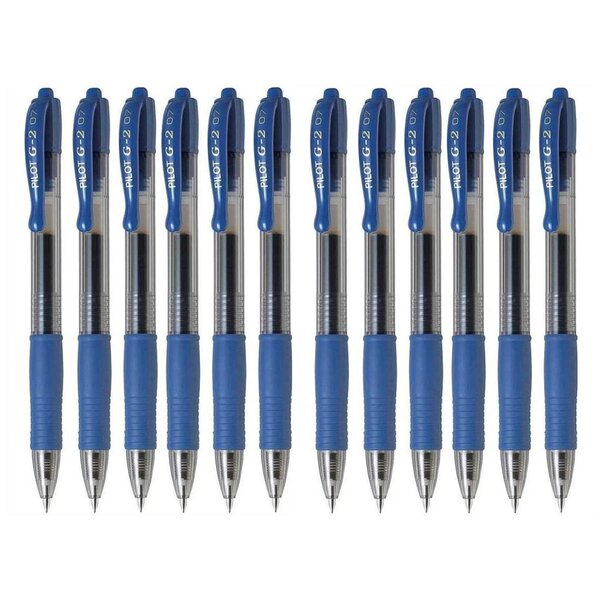 Stylo bille à encre gel G2 07 Pointe Moyenne Bleu x 12 PILOT