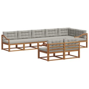 vidaXL Ensemble de canapés d'extérieur 8 pc Naturel et gris clair