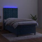vidaXL Sommier à lattes de lit matelas et LED Bleu foncé 100x200 cm