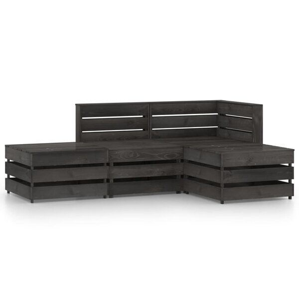 vidaXL Salon de jardin 4 Pièces Bois de pin imprégné de gris