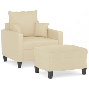 vidaXL Fauteuil avec repose-pied Crème 60 cm Tissu