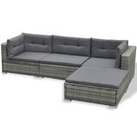 vidaXL Salon de jardin avec coussins 6 Pièces résine tressée gris