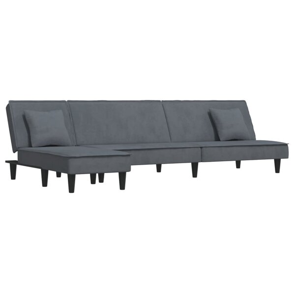 vidaXL Canapé-lit en forme de L gris 255x140x70 cm velours