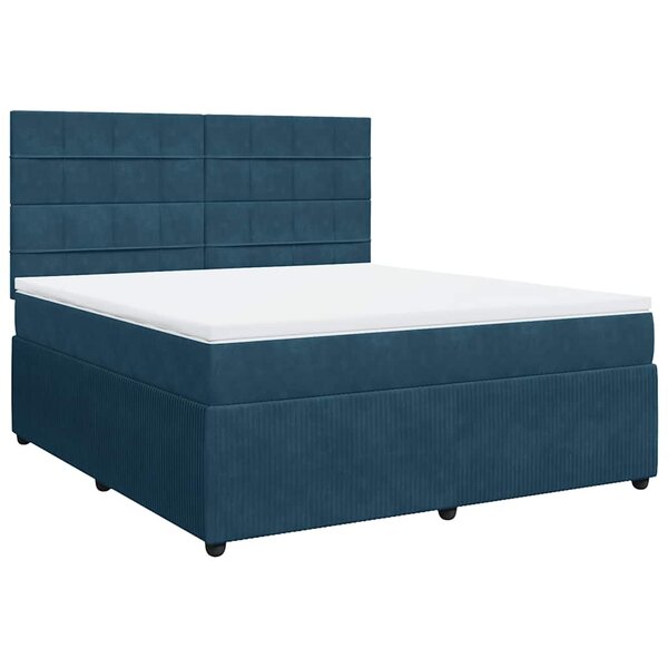 vidaXL Sommier à lattes de lit et matelas Bleu foncé 180x200cm Velours