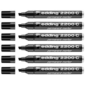 Marqueur Permanent 2200C Corps Alu Noir Pointe Biseau 1-5 mm x 6 EDDING