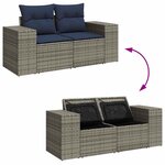 vidaXL Salon de jardin 11 Pièces avec coussins gris résine tressée