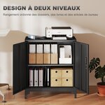 Armoire de bureau 80 x 35 x 91 cm portes verrouillables 2 étagères sécurisée et stable design contemporain en métal noir 21_0006405