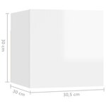 vidaXL Table de chevet Blanc brillant 30 5x30x30 cm Aggloméré