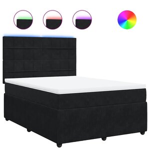 vidaXL Sommier à lattes de lit et matelas Noir 160x200 cm Velours