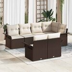 vidaXL Ensemble de canapé de jardin 7 Pièces Marron Poly rotin