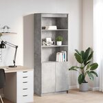 vidaXL Buffet haut gris béton 70x35x180 cm bois d'ingénierie