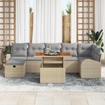 vidaXL Ensemble de canapé de jardin 8 Pièces Beige Poly rotin