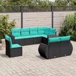 vidaXL Salon de jardin 8 Pièces avec coussins noir résine tressée