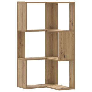 vidaXL Bibliothèque d'angle 3 niveaux chêne artisanal bois ingénierie