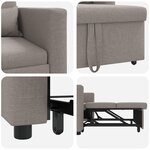 vidaXL Canapé-Lit Convertible 3-en-1 en Tissu Taupe