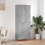 vidaXL Buffet haut Gris béton 69 5x34x180 cm Bois d'ingénierie