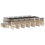vidaXL Ensemble à manger de jardin et coussins 17 Pièces beige