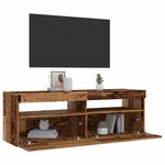 vidaXL Meuble TV avec lumières LED vieux bois bois d'ingénierie