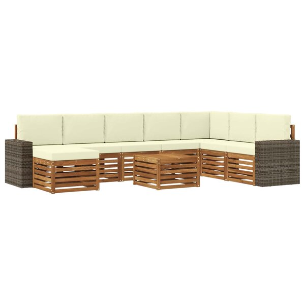 vidaXL Ensemble de canapés d'extérieur 9 pc Naturel et Crème