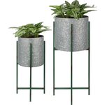 Jardinière sur pied en zinc intérieure extérieure (lot de 2) rondes - 7 5 / 11 6 litres