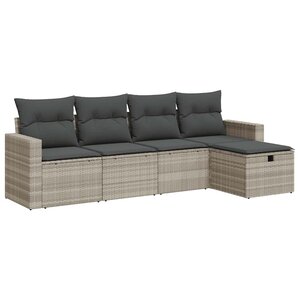 vidaXL Salon de jardin 5 Pièces avec coussins gris clair résine tressée