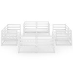 vidaXL Salon de jardin 8 Pièces Blanc Bois de pin massif