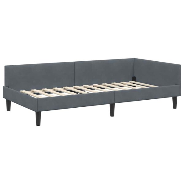 vidaXL Cadre de lit d'angle avec tête de lit Gris foncé 80 x 200 cm